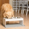 image:imagePetFusion Elevated Bamboo Dog Feeder New with Water Resistant Seal 8 Height for Medium amp Large Dogs 2 US Food Grade Stainless Steel 56 oz BowlsWhite