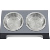 image:imagePetFusion Elevated Dog Bowls Cat Bowls  Premium Anodized Aluminum Feeder Short 4 Us Food Grade Stainless Steel Raised BowlsMetallic GrayShort  4