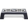 image:imagePetFusion Elevated Dog Bowls Cat Bowls  Premium Anodized Aluminum Feeder Short 4 Us Food Grade Stainless Steel Raised BowlsMetallic GrayShort  4