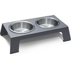 image:imagePetFusion Elevated Dog Bowls Cat Bowls  Premium Anodized Aluminum Feeder Short 4 Us Food Grade Stainless Steel Raised BowlsMetallic GrayShort  4