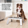 image:imagePetFusion Elevated Dog Bowls Cat Bowls  Premium Anodized Aluminum Feeder Short 4 Us Food Grade Stainless Steel Raised BowlsMetallic GrayTall  8