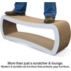 image:imagePetFusion Jumbo Cat Scratcher Lounge White 39 x 11 x 14 inch 4 Cardboard Scratching Surfaces and 2 Levels Scratch Play Perch and Hide100 Recyclable Cardboard Cat Lounge  4 Cardboard Scratching Surfaces and 2 Levels Scratch Play Perch and Hide 100 Recyclable Cardboard