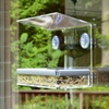 image:imagePetFusion Tranquility Window Bird Feeder in Premium Lucite Acrylic I Removable Tray II 3 Perches ClearNarrowA