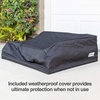 image:imagePetFusion Ultimate Elevated Outdoor Dog Bed  Large or Extra Large  Durable Steel Frame  370 GSM Breathable Water Resistant Polyester  Incl Protective Cover  12 Month WarrantyDark Grey