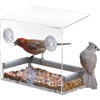 image:imagePetFusion Tranquility Window Bird Feeder in Premium Lucite Acrylic I Removable Tray II 3 Perches ClearNarrowA
