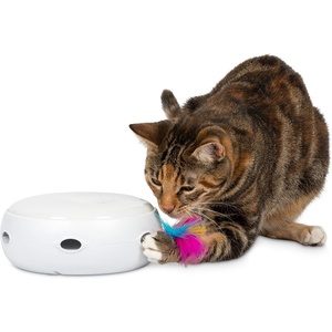 image:imagePetFusion Ambush Cat Toy Electronic Rotating Feather 3 Play Modes Quiet  Nighttime light auto shut off batteries includedPearl