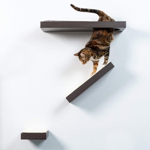 image:imagePetFusion Cat Activity Wall Shelves 3 Piece Set Wall Mount  Sisal Surfaces for Scratching and Plush Pad to Lounge Neutral Design and Color Tones
