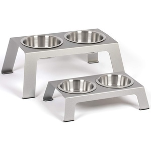 image:imagePetFusion Elevated Dog Bowls Cat Bowls  Premium Anodized Aluminum Feeder Short 4 Us Food Grade Stainless Steel Raised BowlsMetallic GrayTall  8