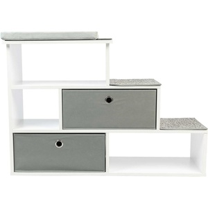 image:imagePetFusion Pet Step Window Perch Bookshelf w Storage Baskets 28 Tall Dog and Cat Perch 8 Stair Height MultiFunctional Modern Furniture w Carpeted Step Pads amp 1 Thick Premium Foam Pad